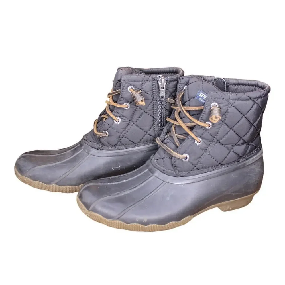 Sperry Girls Saltwater Boots Black Size 4M